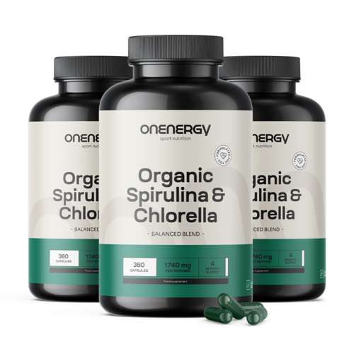 3x BIO Spirulina și chlorella, total 1080 de capsule
