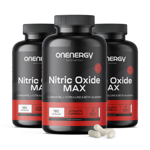 3x Nitric Oxide Max - complex cu arginină, citrulină și beta-alanină, total 540 de capsule