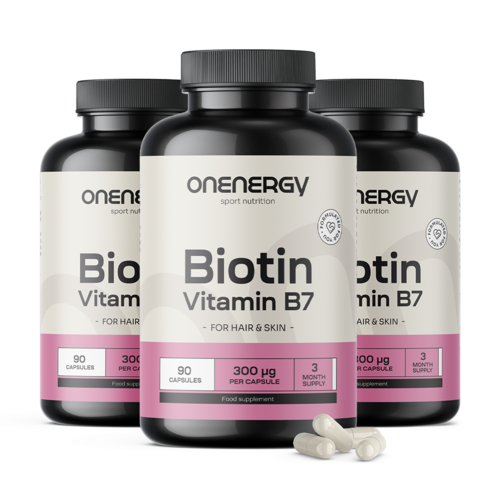 3x Biotină – vitamina B7, total 270 de capsule