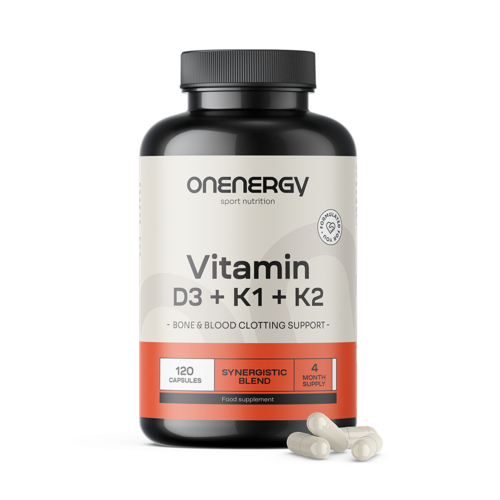 Vitamine D3 + K1 + K2, 120 de capsule