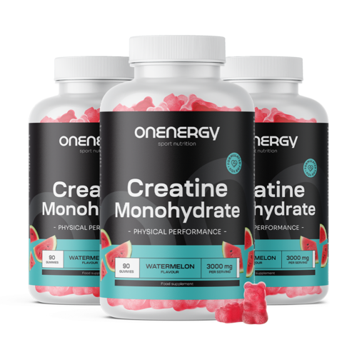 3x Creatină monohidrat 3000 mg – pepene verde, total 270 bomboane gumate