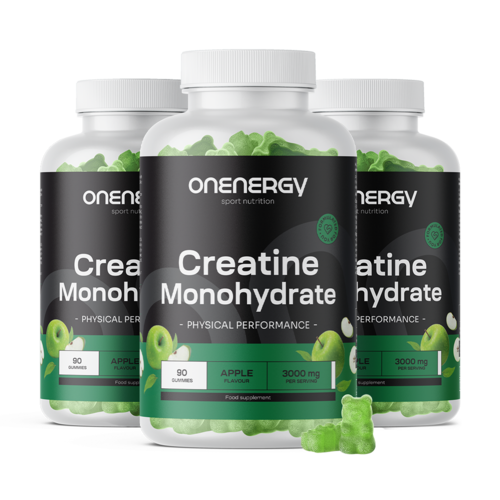 3x Creatină monohidrat 3000 mg – măr, total 270 de bomboane gumate