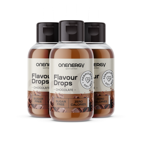 3x Flavour Drops picături cu îndulcitor – ciocolată, total 150 ml